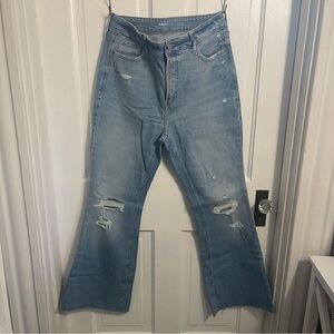 Old Navy Extra High Rise Distressed Flare Jeans Light Wash Size 10 Petite